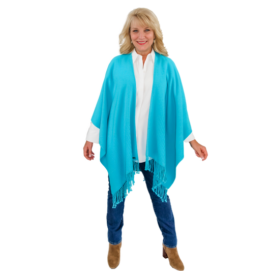 Signature Line Shawl Wrap - Turquoise